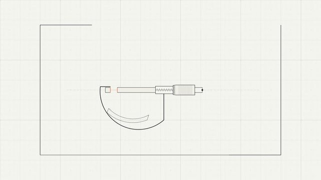 Micrometer Caliper Engineering Schematic on Grid