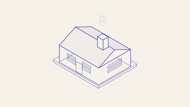 Minimalist Isometric House Line Drawing