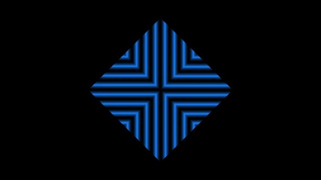 Abstract Neon Blue Lines Forming a Diamond Shape on Black Background
