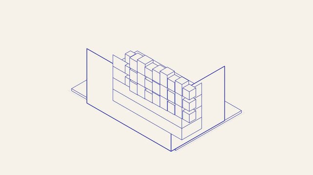 Rising bar chart blocks in isometric view
