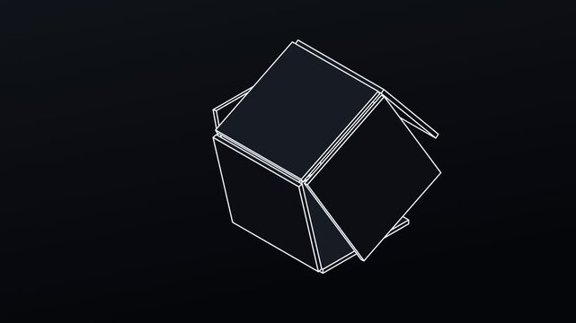 Geometric cube folding sequence diagram