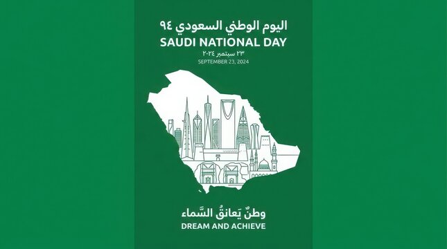 Saudi national day 94 celebration poster