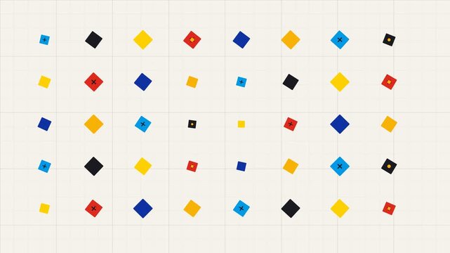 Vibrant geometric square array in motion