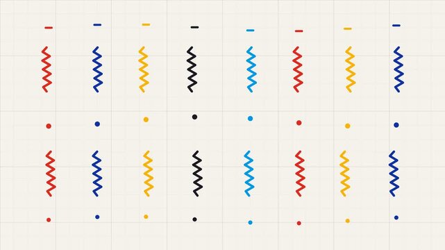 Oscillating zigzag lines and dot pattern