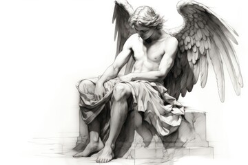Obraz premium Angle drawing sketch angel.