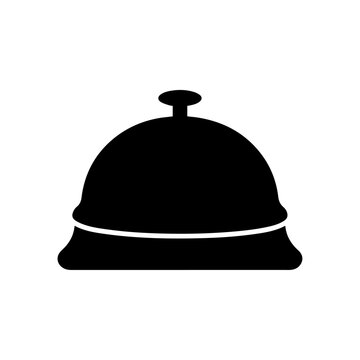 Hotel service bell silhouette vector icon reception desk bell isolated on white background