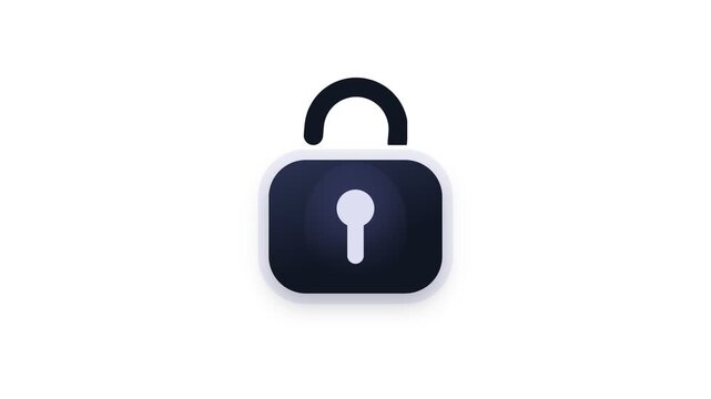 Digital padlock toggle animation for security interface