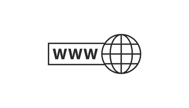 Web address bar with www text next to a globe icon representing global internet access, domain, and web connection.
