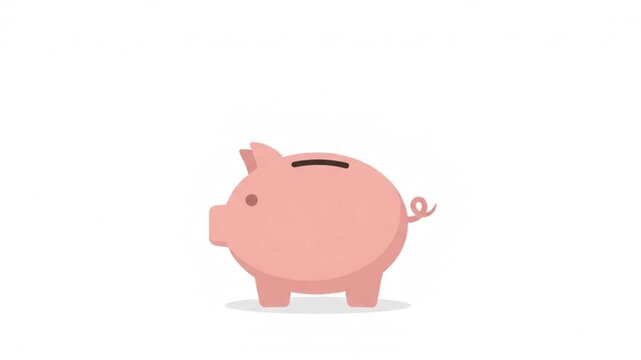 Piggy Bank Illustration in Simple Pink Cartoon Style
