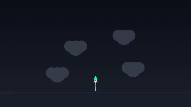Green rocket launching upwards representing profit margin growth