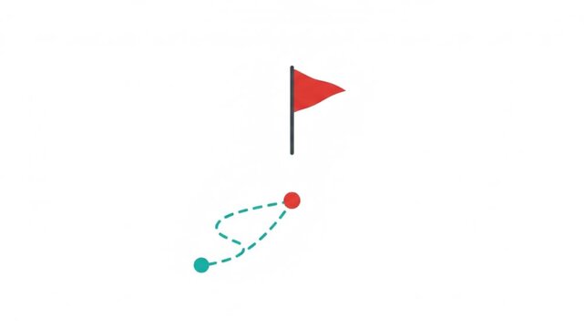 Small Dot Moving Creating Curved Path in White Background