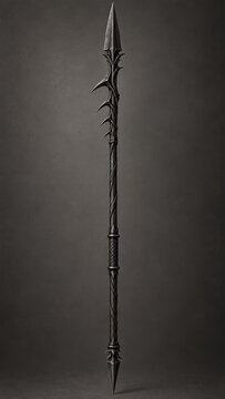 Long spear with thorned shaft and dark forged tip