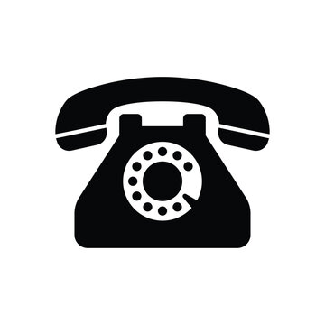 Minimalist flat style icon of classic vintage rotary dial telephone vector illustration isolated