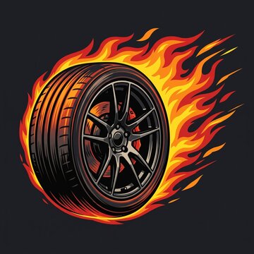 car wheel and fire