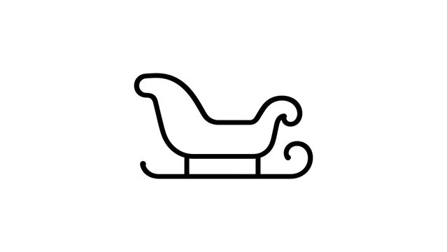 Minimalist santa claus sleigh vector outline icon for winter holiday art.