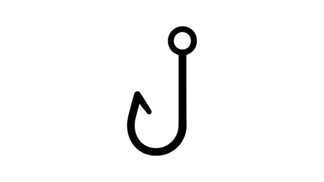 Metallic fishing hook line icon design for angling and sports hobby.