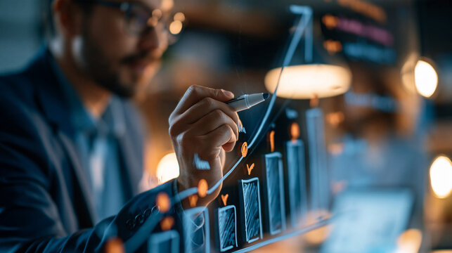 Entrepreneur drawing a growth roadmap timeline on a whiteboard, colorful charts and milestone markers, creative planning, business strategy, with copy space