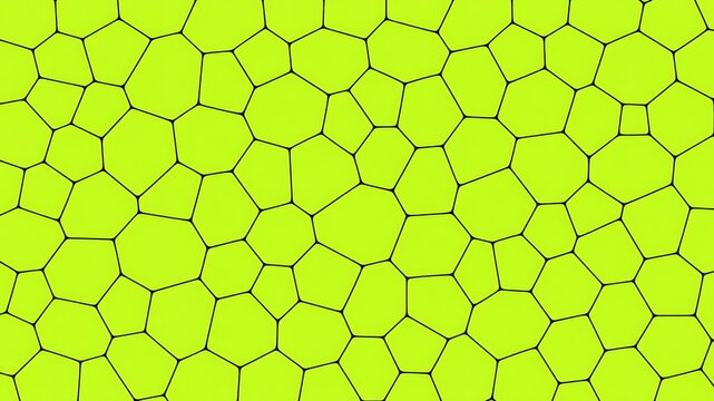 Neon lime green cellular pattern, abstract organic voronoi texture, microscopic biological cell structure background for science and technology