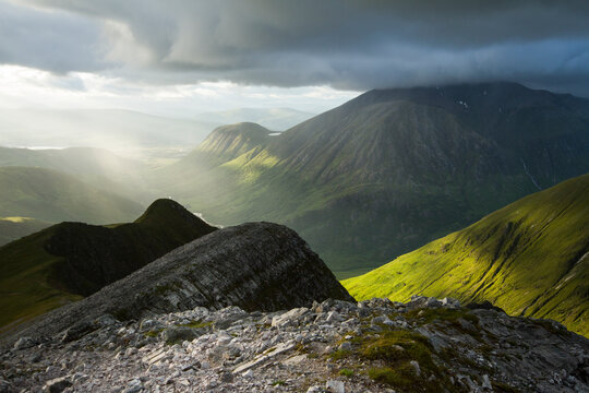 View of Glen and Ben Nevis from Stob Ban, Scotland