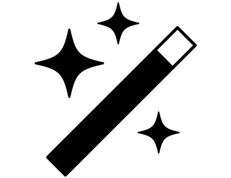 Magic Wand Icon with Sparkling Stars Magic Effect Graphic Design
