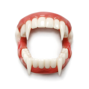 Vampire Fangs Sharp Teeth Denture Spooky Halloween Costume Prop Isolated on White Background