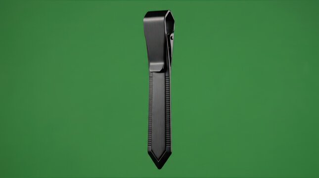 Black metal tactical clip on green background