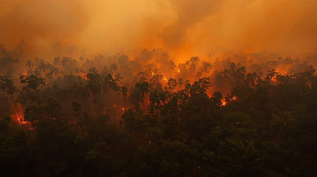 Burning Rainforest Ecosystem Environmental Crisis