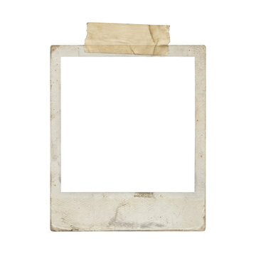 Old vintage polaroid photo frame with masking tape
