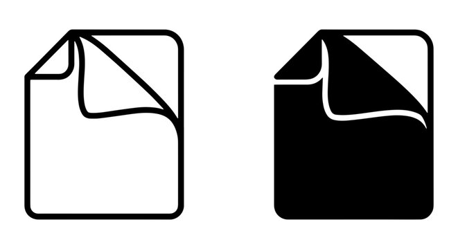Document Icons Set, Paper File Symbols, White and Black Vector Graphics