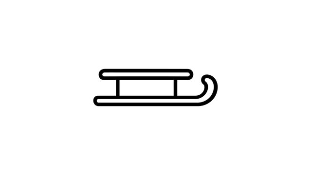 Sled outline drawing on transparent background for winter fun activity.