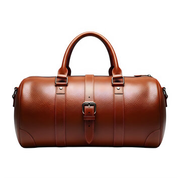 Brown leather travel duffel bag