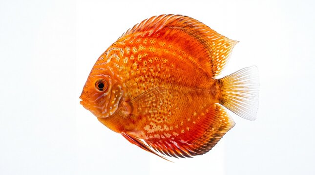 Beautiful bright orange discus fish swimming