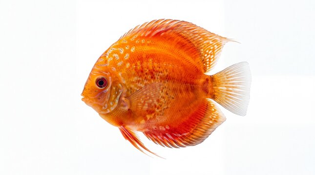 Bright orange discus fish swimming