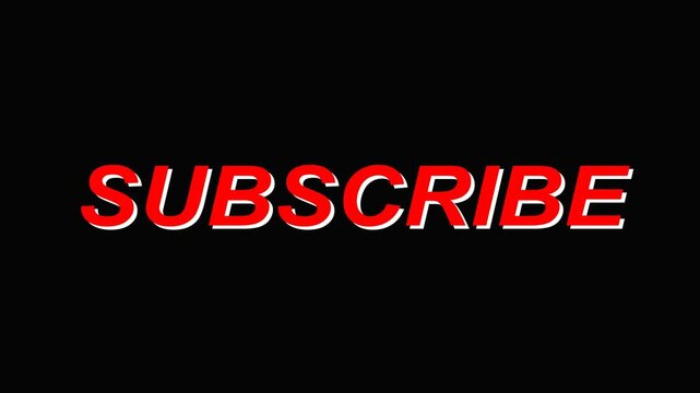 Bold italic text animation with red 3D shadow for Like Comment Subscribe call to action on black background