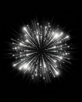 Bright white firework explosion in the night sky