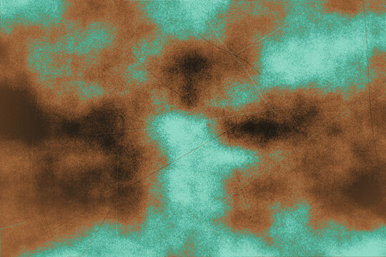 Abstract rust and copper texture with verdigris teal spots and fine geometric scratch lines perfect for industrial and weathered design themes.