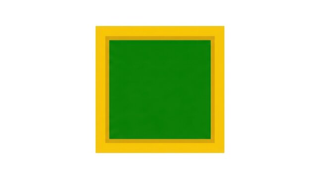 Minimalist green square with yellow border on white background