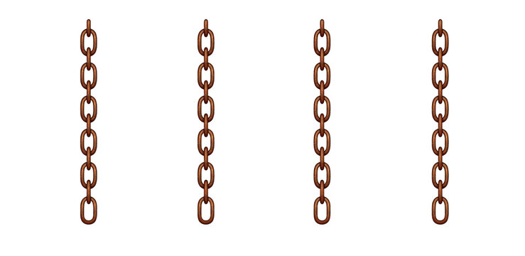 Rusty Metal Chains Hanging Vertically, Isolated On Transparent Background, Png
