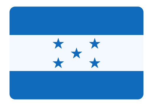 Honduras national flag icon featuring blue and white horizontal stripes with five blue stars, rounded rectangle flat vector illustration isolated on white background for travel and geography