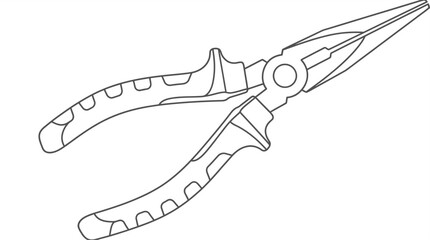Obraz premium Line drawing depicts long nose pliers with detailed handles and gripping jaws