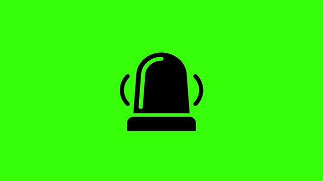 Siren Light Beacon Loop Animation on Green Screen Representing Police Flash Alert and Security Warning Signal