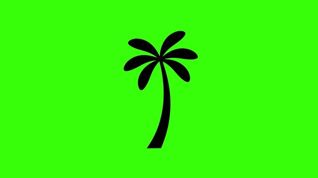 Palm Tree Silhouette Swaying Loop Animation on Green Screen Representing Tropical Resort and Summer Vacation Travel