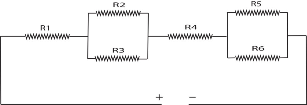 Series Parallel Resistor Circuit Diagram with R1 R4 Series Resistors and R2 R3 R5 R6 Parallel Networks
