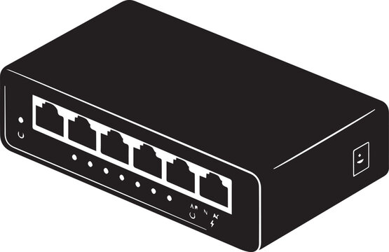 Network switch eight port ethernet router for high speed internet connection and data transmission.