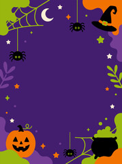 Fototapeta premium Halloween holiday festive background with spooky elements and copy space.