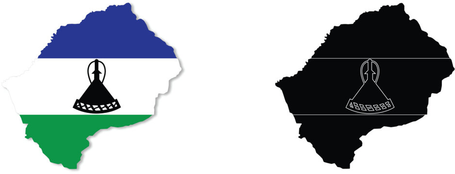 Set of lesotho map with flat design