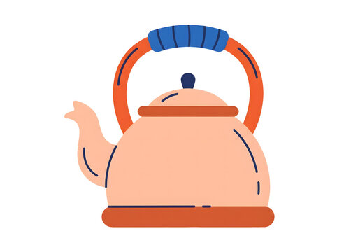 Flat vector illustration of a vintage tea kettle isolated on transparent background