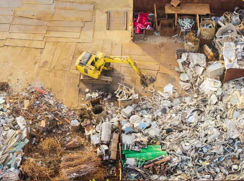 Aerial View of Scrap Metal Recycling Facility