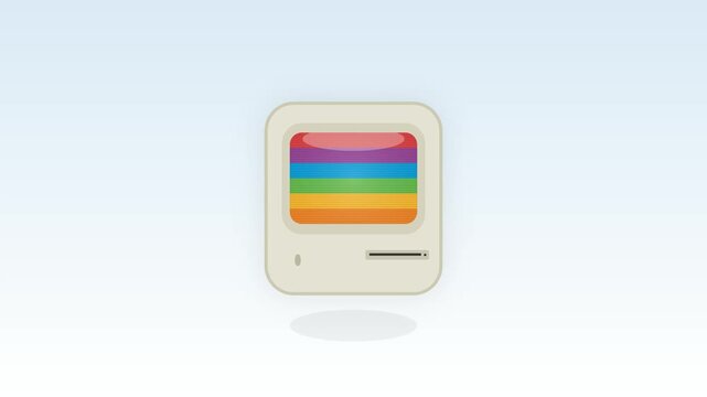 Retro Computer Screen With Colorful Signal Bars Animation For Vintage Technology Projects