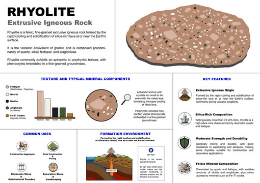 Rhyolite Scientific Geological Illustration &ndash; Extrusive Igneous Rock